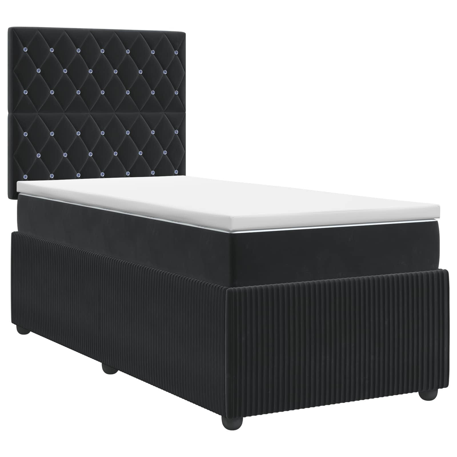 Boxspringbett mit Matratze Schwarz 90 x 200 cm Samt