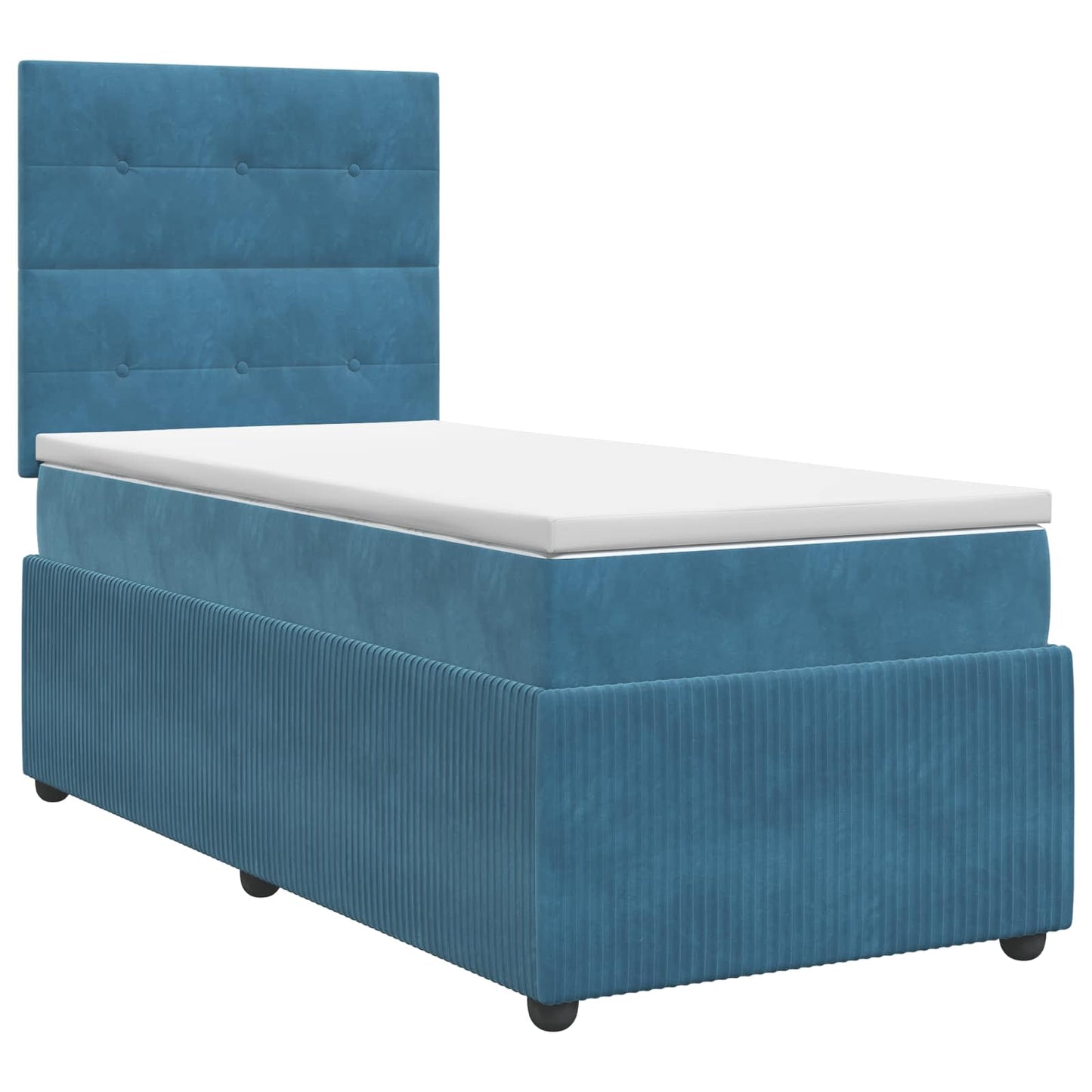 Boxspringbett mit Matratze mit Kopfteil Blau 90 x 200 cm Samt