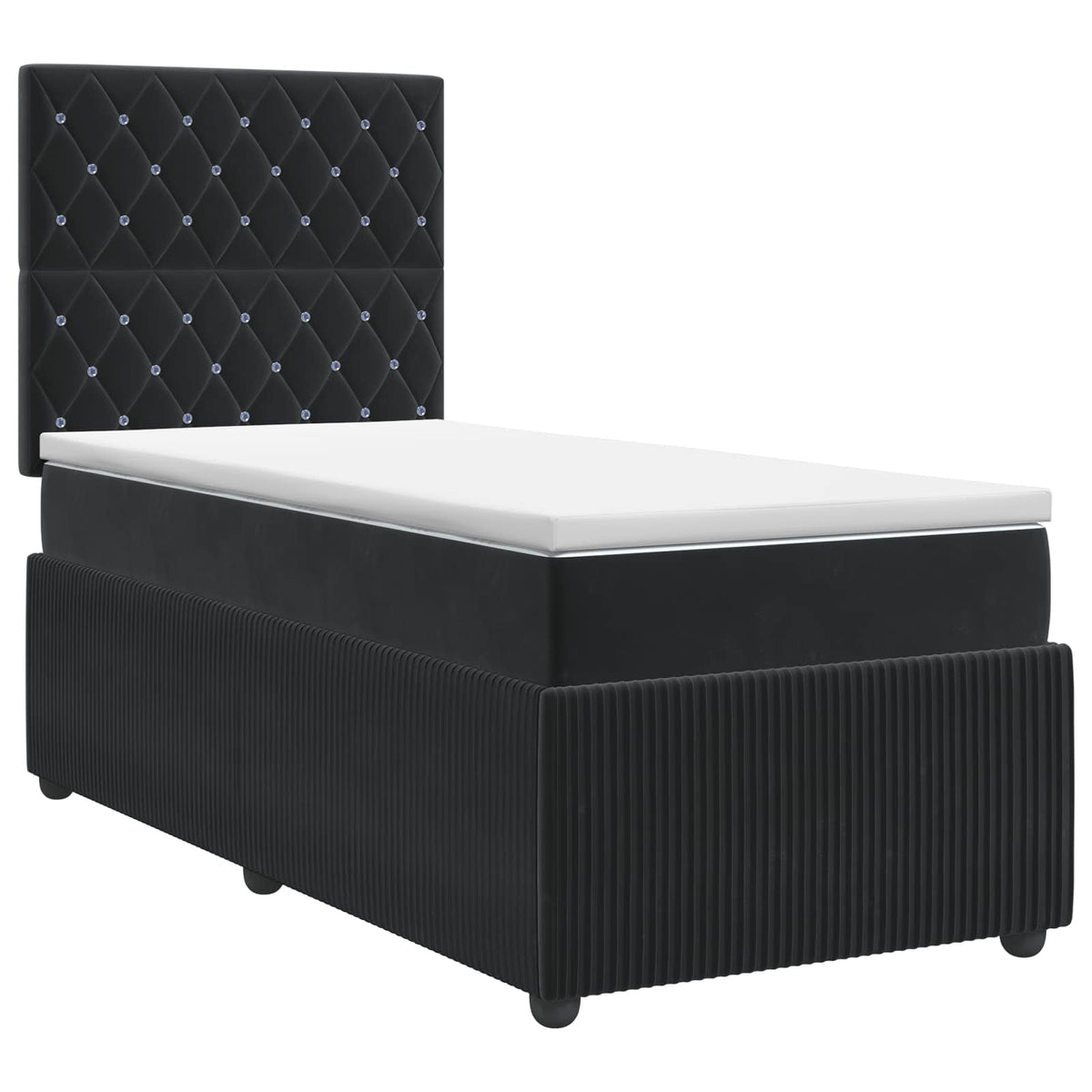 Boxspringbett mit Matratze Schwarz 100 x 200 cm Samt