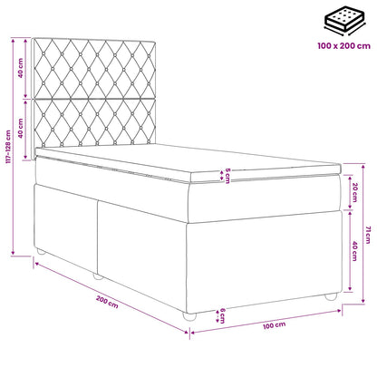 Boxspringbett mit Matratze Schwarz 100 x 200 cm Samt