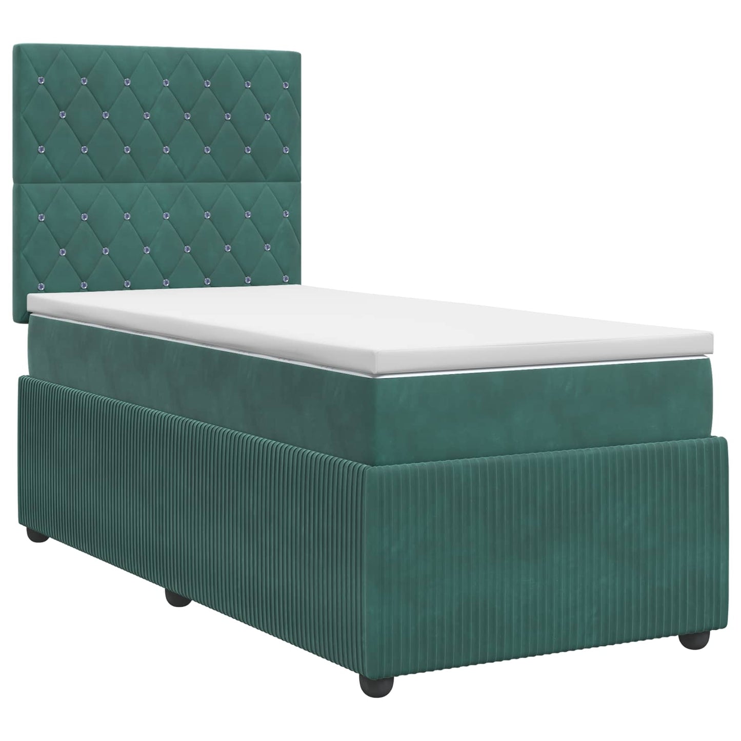 Boxspringbett mit Matratze Dunkelgrün 100 x 200 cm Samt