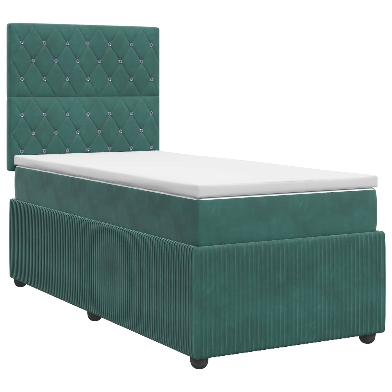 Boxspringbett mit Matratze Dunkelgrün 100 x 200 cm Samt