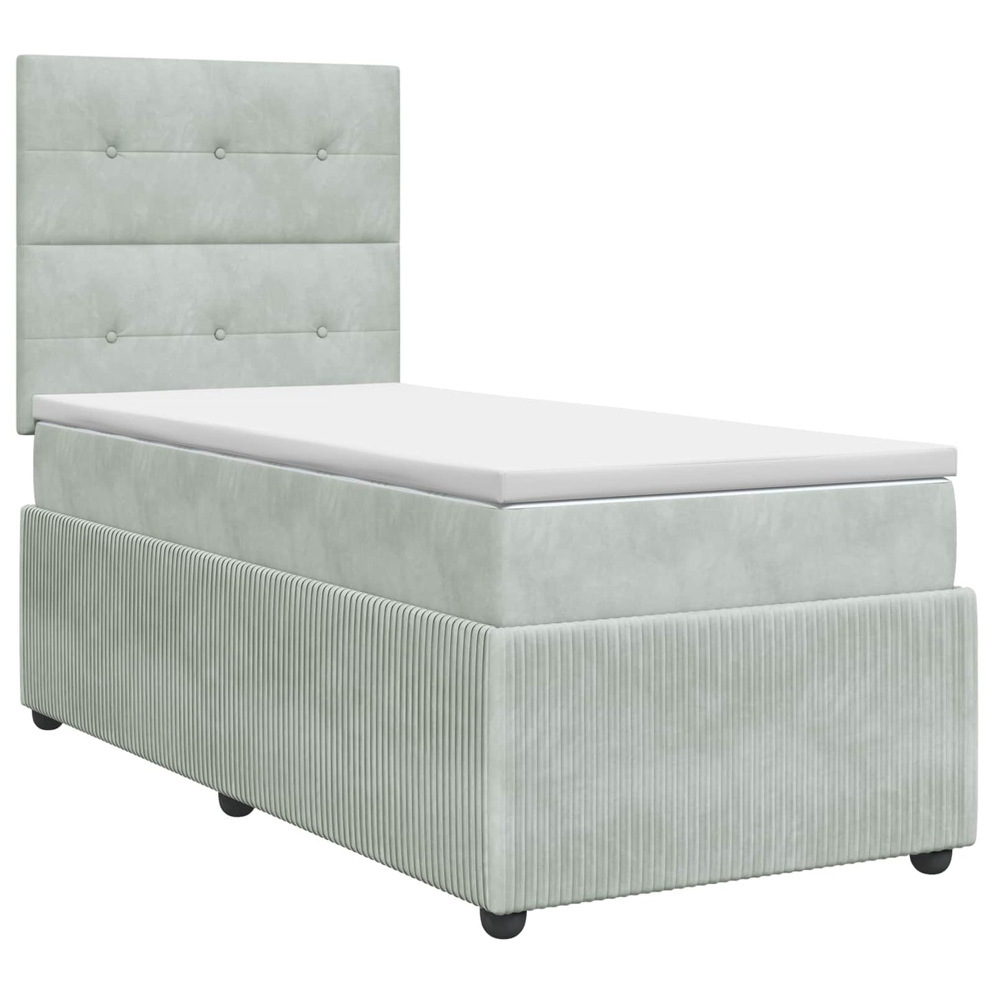 Boxspringbett mit Matratze Hellgrau 100 x 200 cm Samt