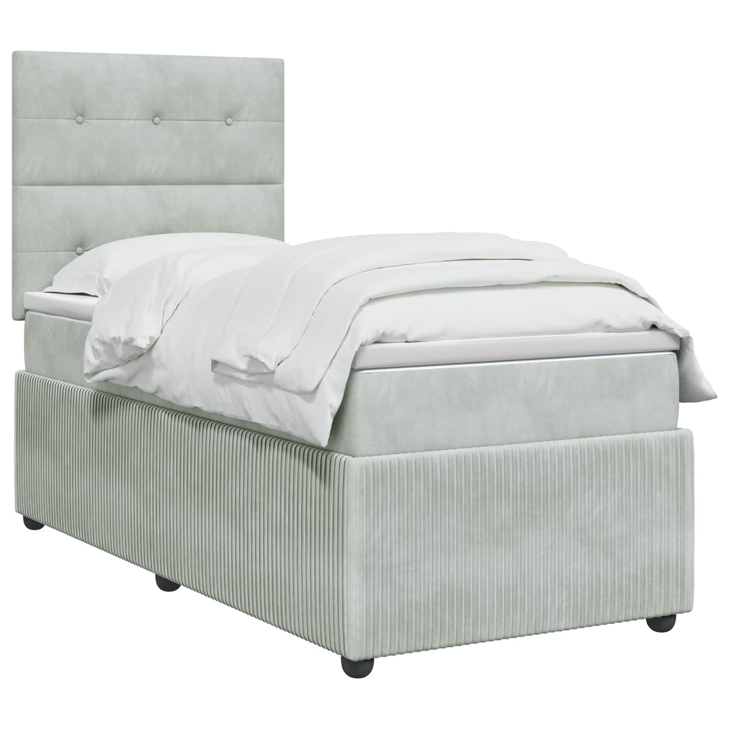 Boxspringbett mit Matratze Hellgrau 100 x 200 cm Samt