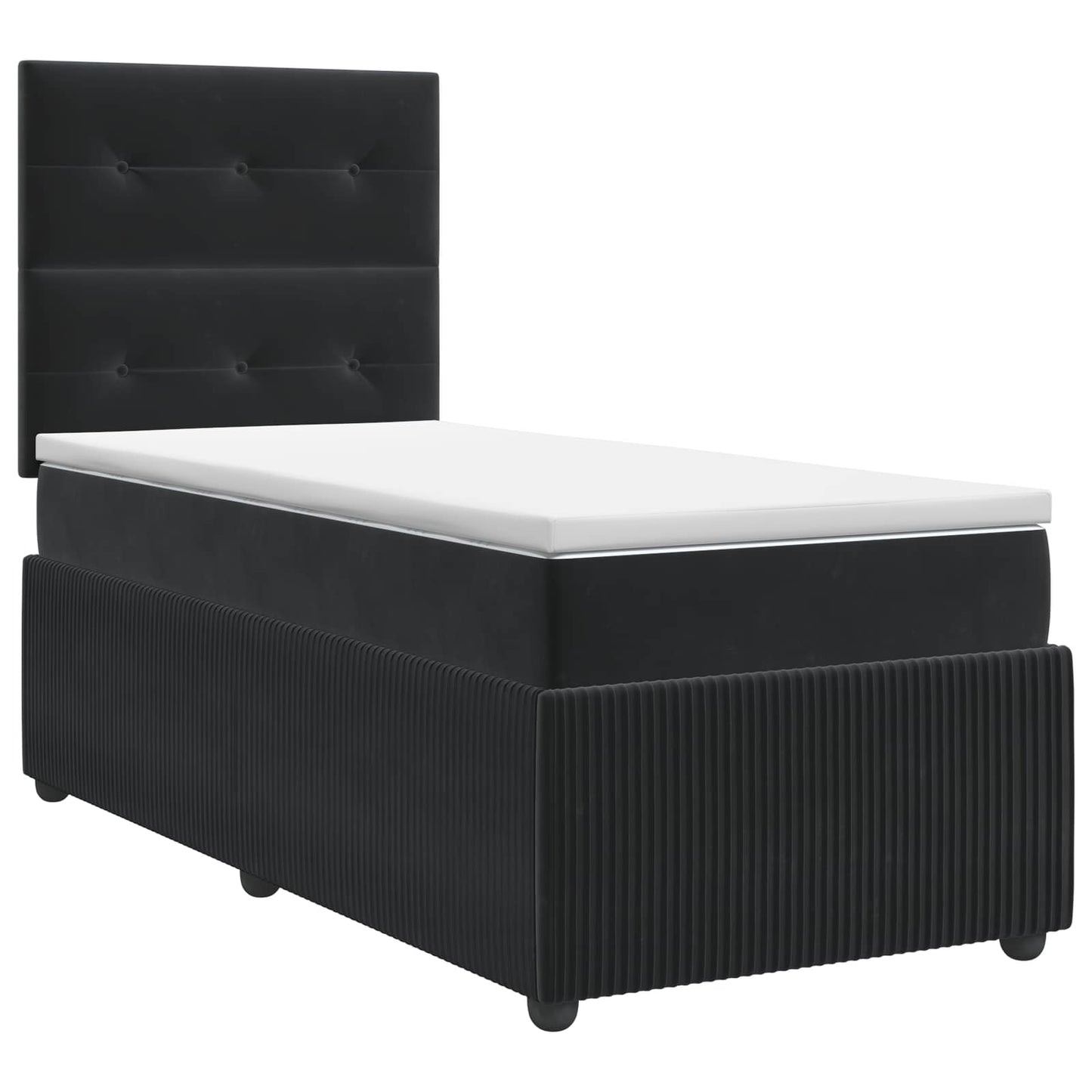 Boxspringbett mit Matratze Schwarz 100 x 200 cm Samt