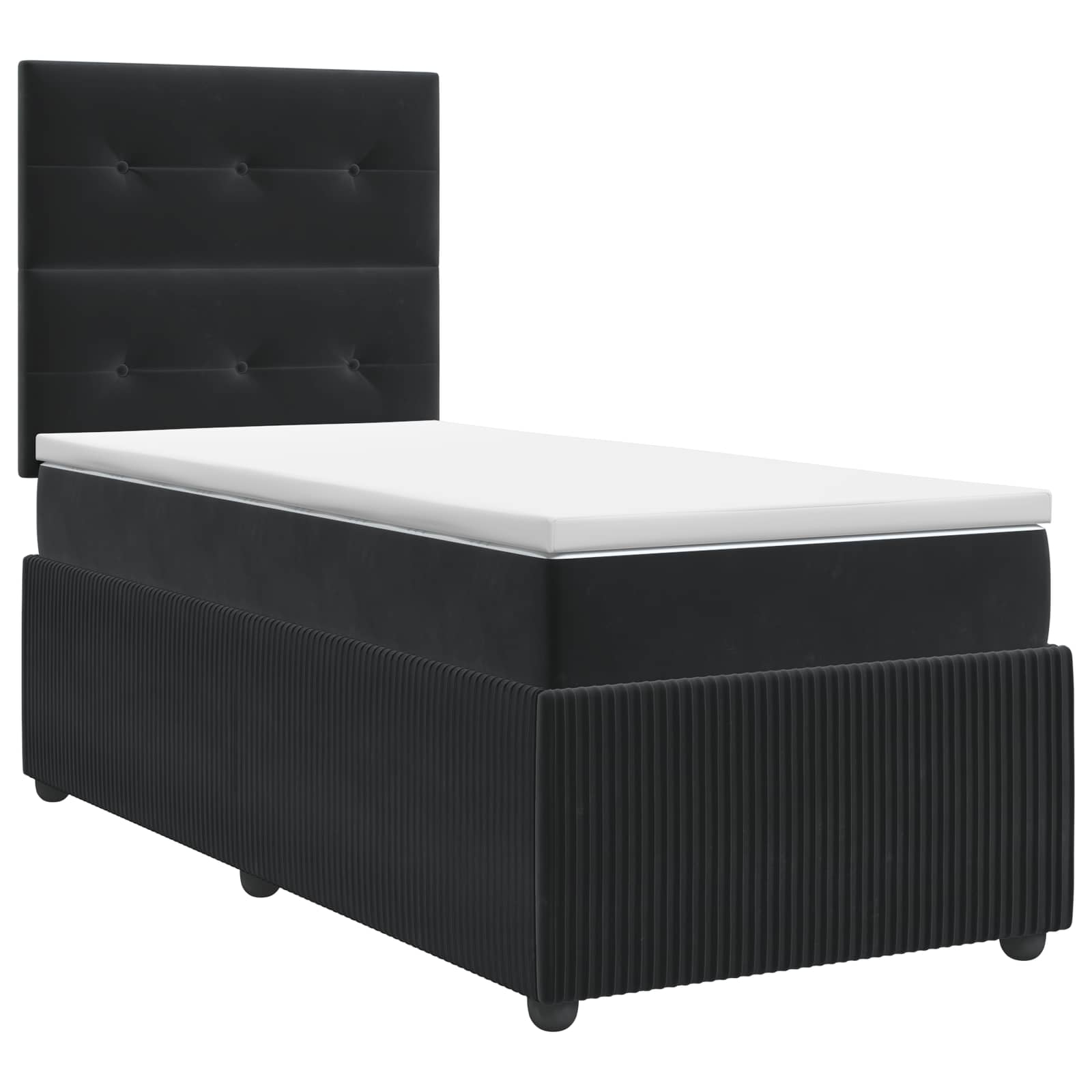 Boxspringbett mit Matratze Schwarz 100 x 200 cm Samt