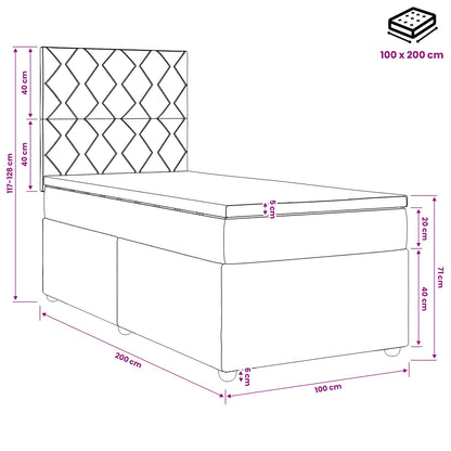 Boxspringbett mit Matratze Schwarz 100 x 200 cm Samt