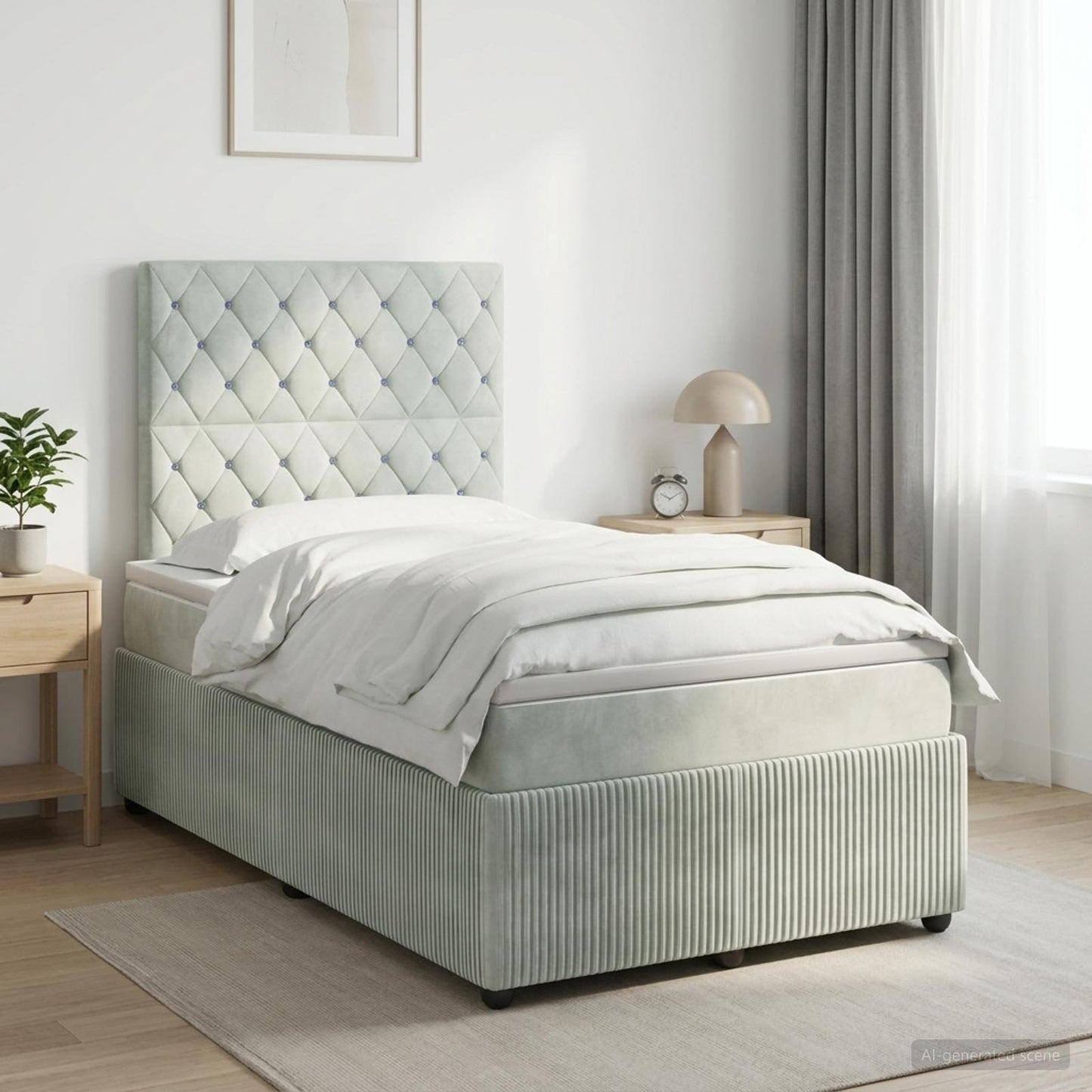 Boxspringbett mit Matratze Hellgrau 120 x 190 cm Samt