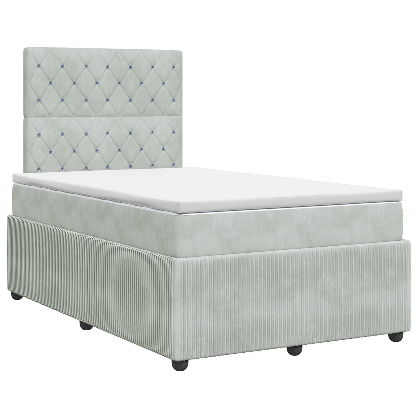 Boxspringbett mit Matratze Hellgrau 120 x 190 cm Samt