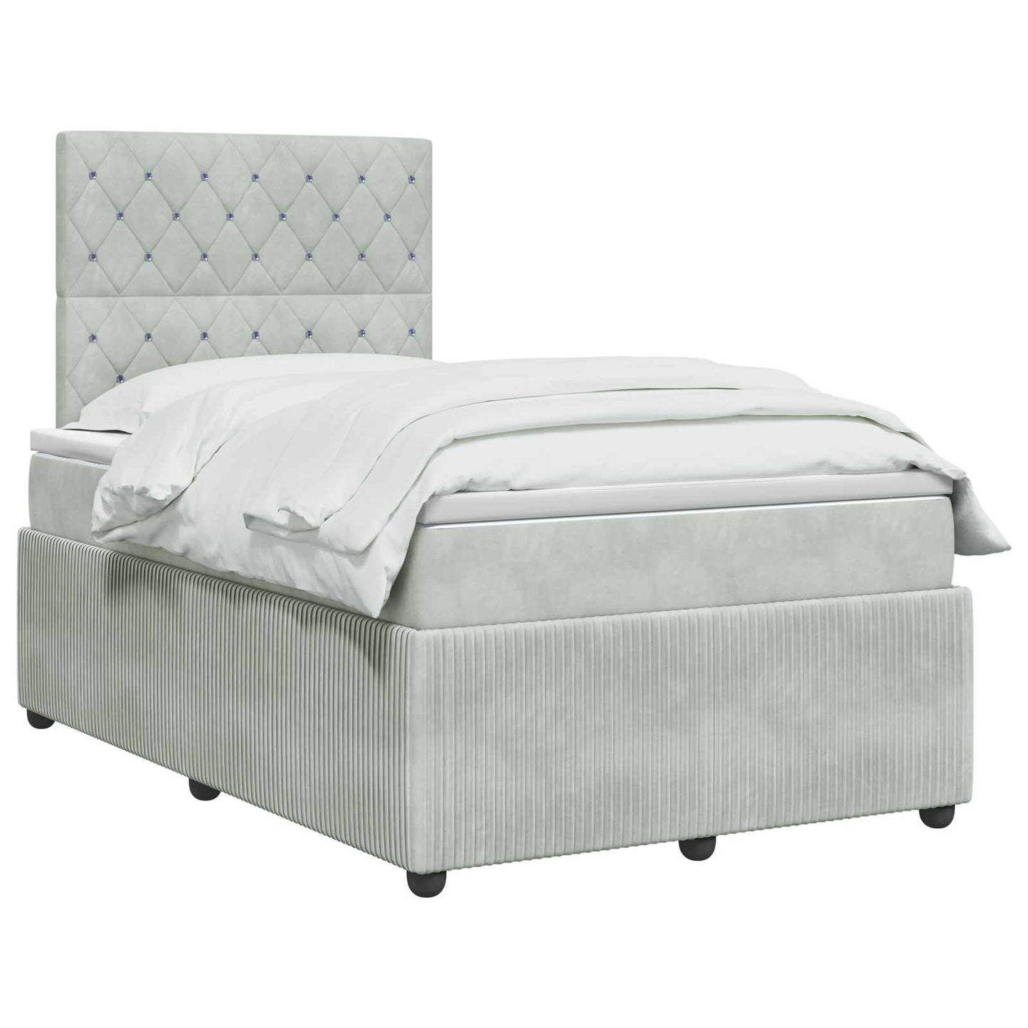 Boxspringbett mit Matratze Hellgrau 120 x 190 cm Samt