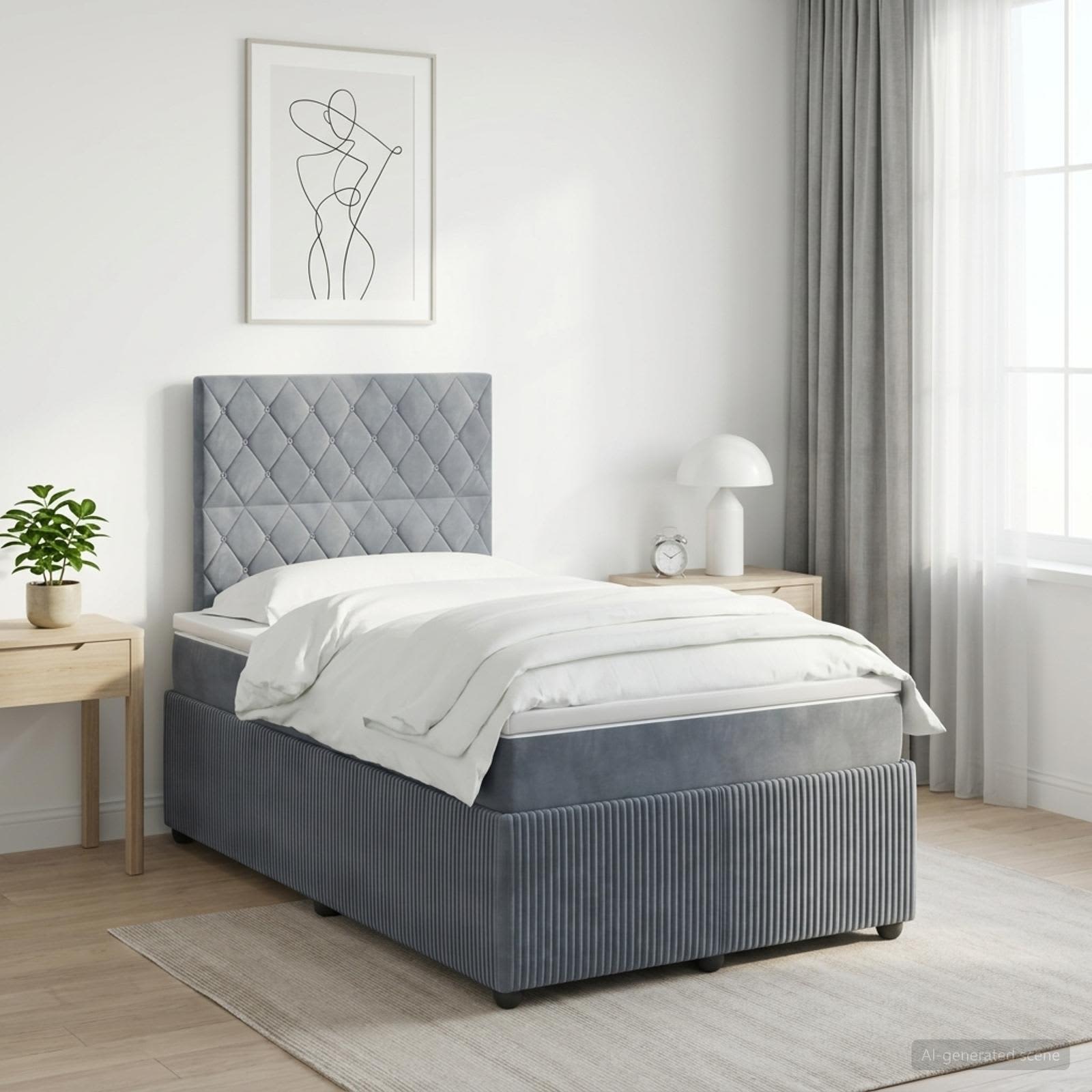 Boxspringbett mit Matratze Dunkelgrau 120 x 200 cm Samt