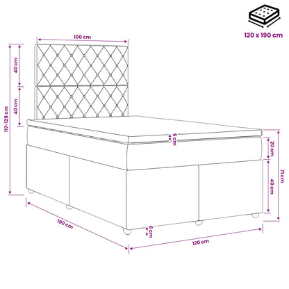 Boxspringbett mit Matratze Dunkelgrau 120 x 190 cm Samt
