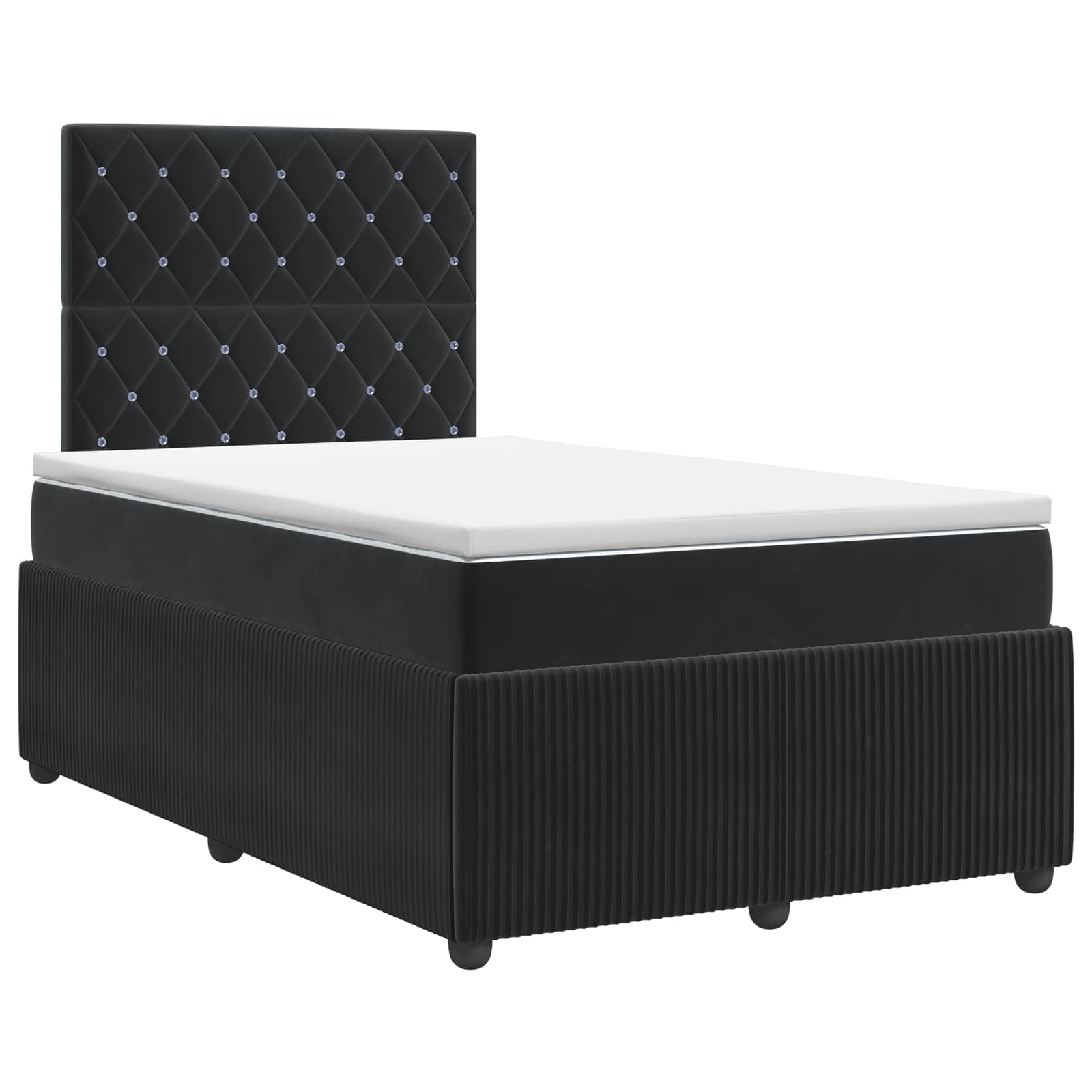 Boxspringbett mit Matratze Schwarz 120 x 190 cm Samt