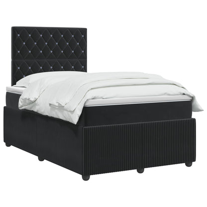 Boxspringbett mit Matratze Schwarz 120 x 190 cm Samt