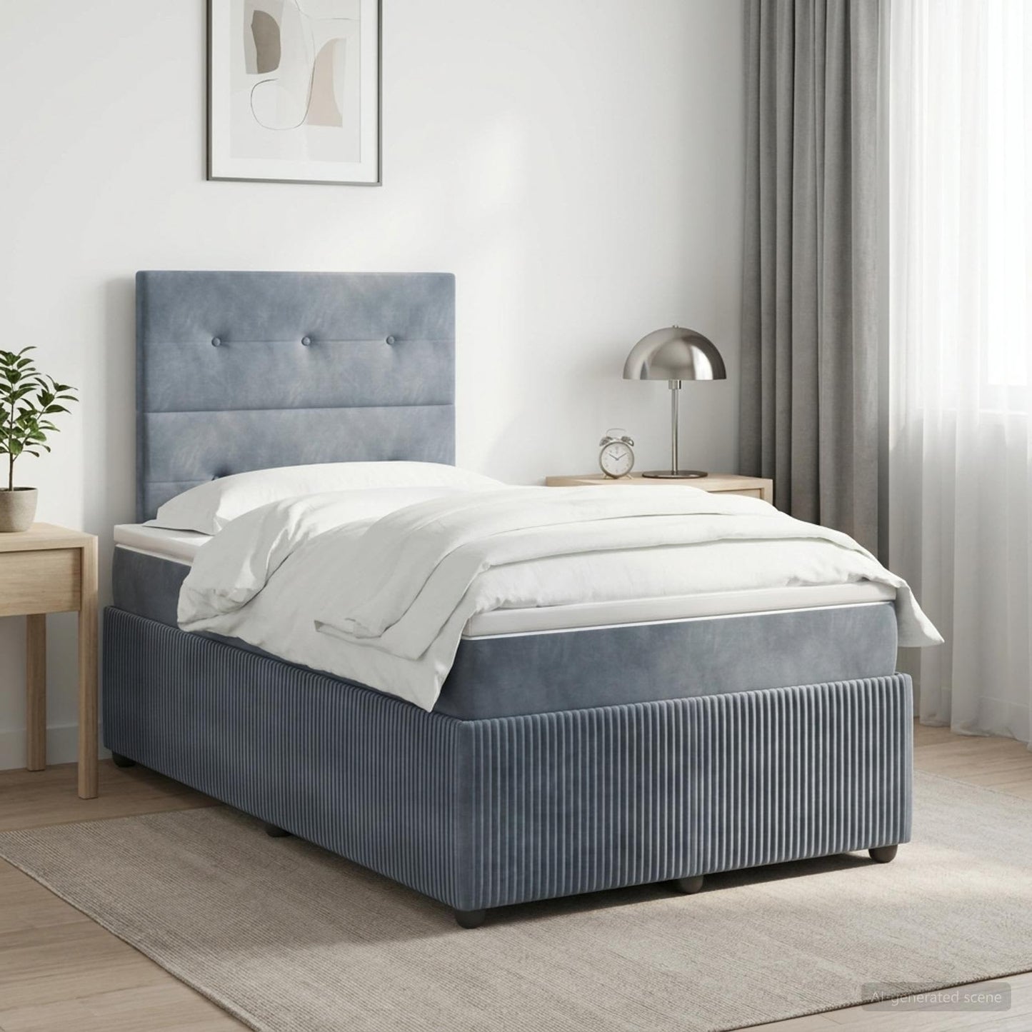 Boxspringbett mit Matratze Dunkelgrau 120 x 190 cm Samt