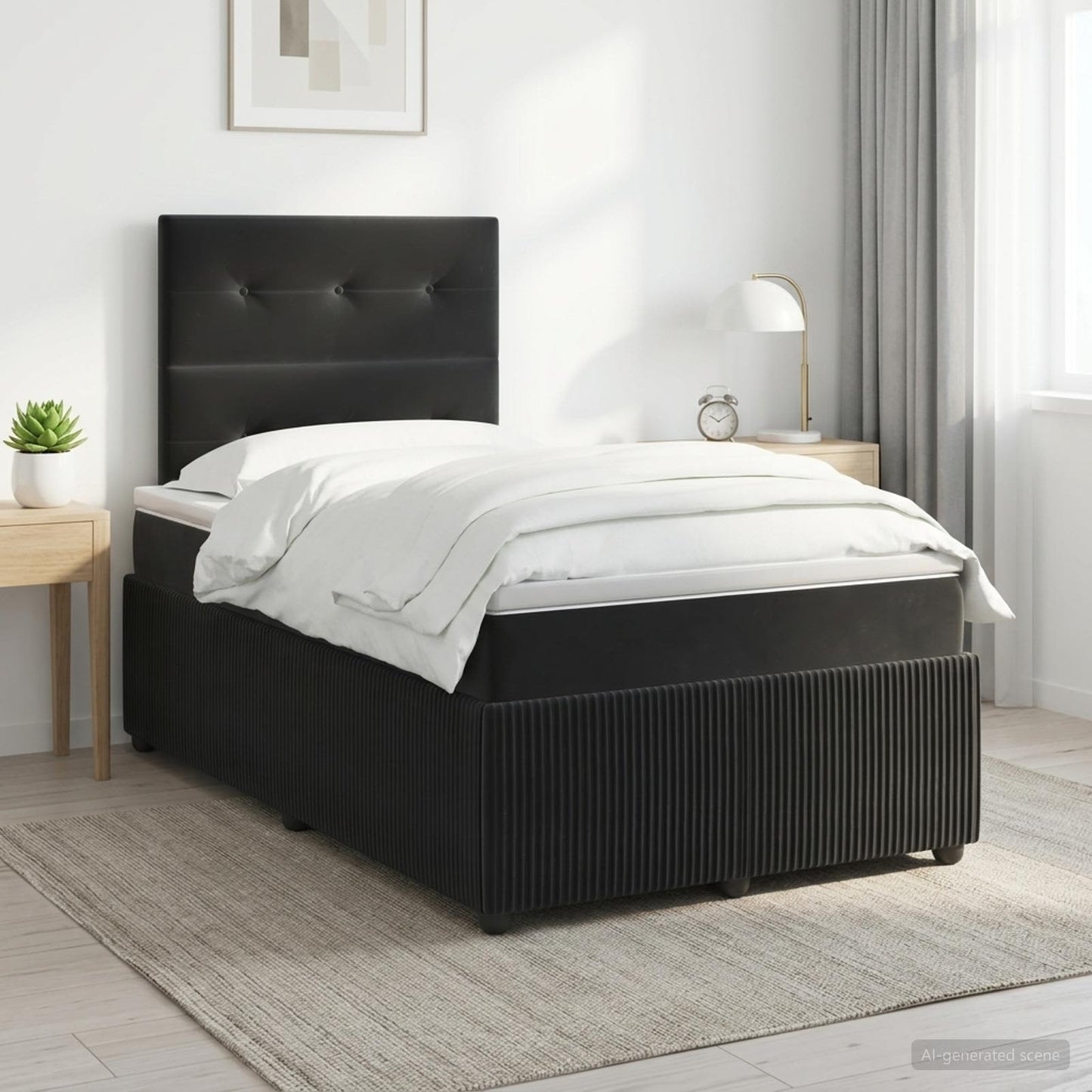 Boxspringbett mit Matratze Schwarz 120 x 190 cm Samt