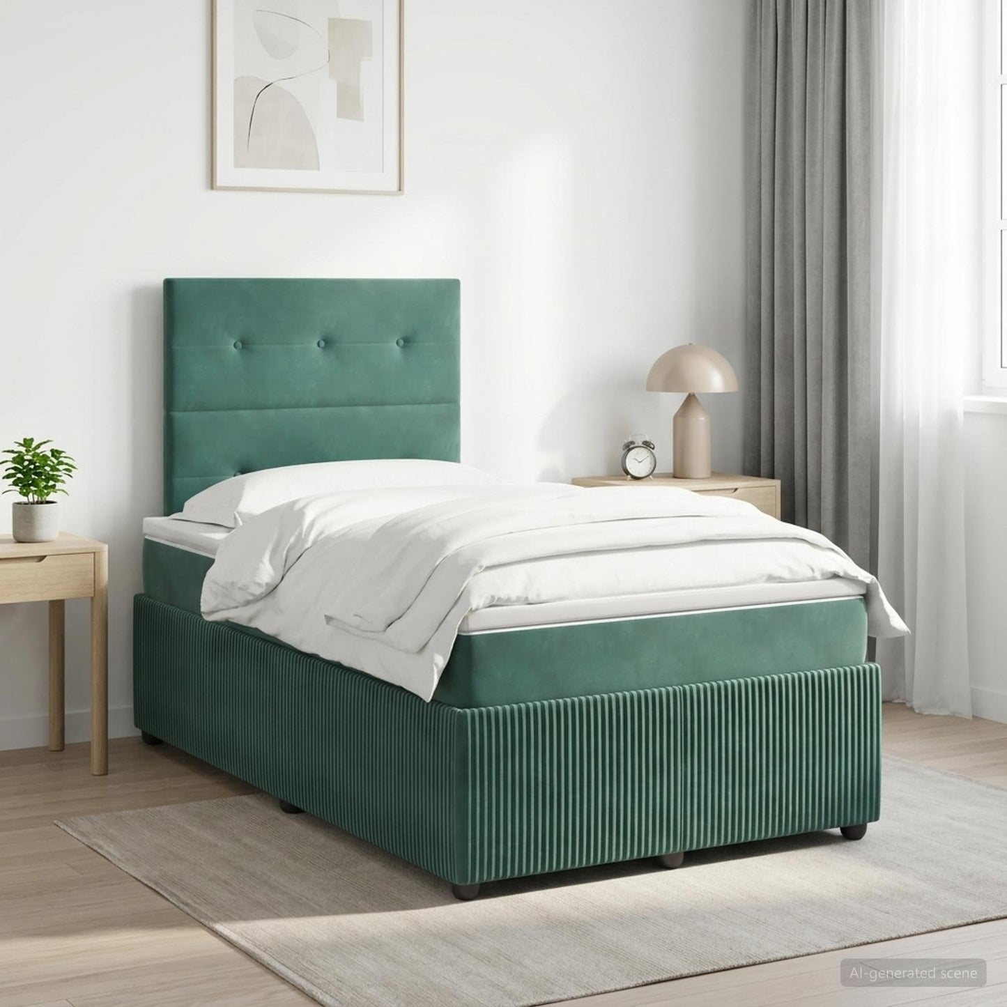 Boxspringbett mit Matratze Dunkelgrün 120 x 190 cm Samt