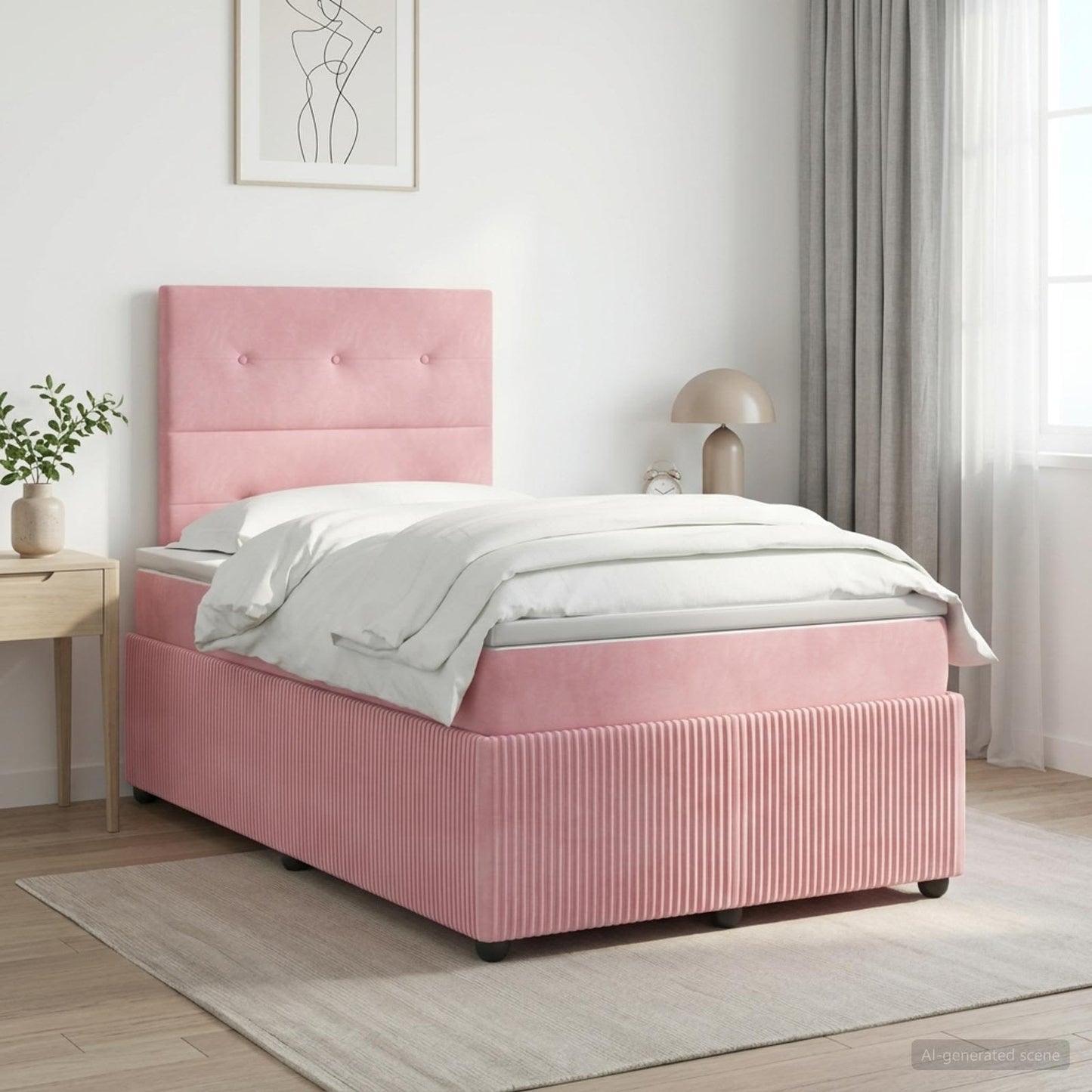 Boxspringbett mit Matratze mit Kopfteil Rosa 120 x 200 cm Samt