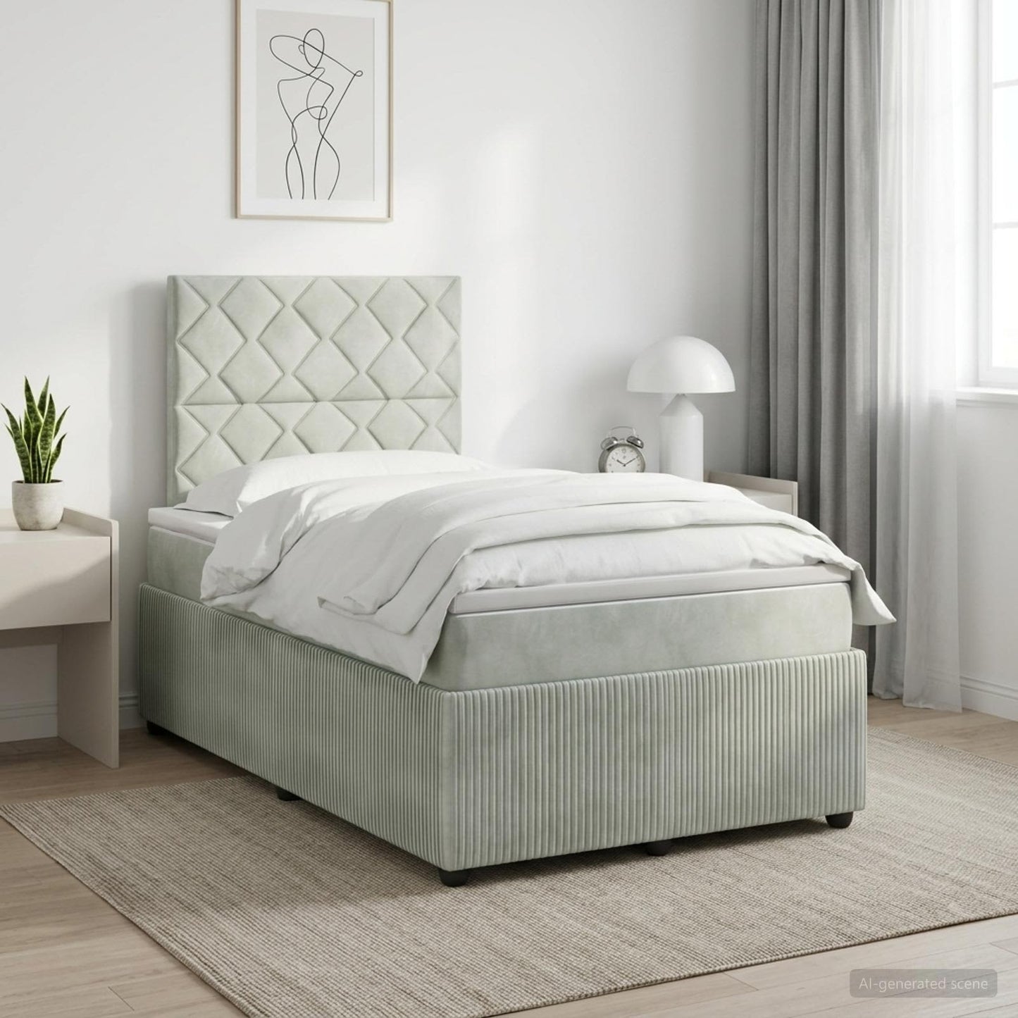 Boxspringbett mit Matratze Hellgrau 120 x 190 cm Samt