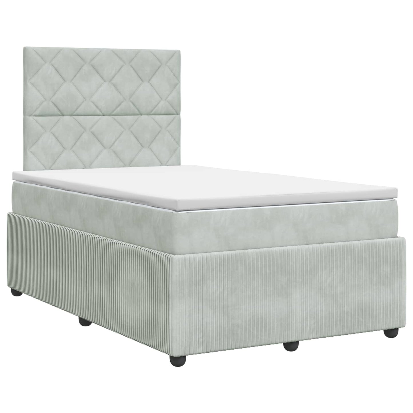 Boxspringbett mit Matratze Hellgrau 120 x 190 cm Samt