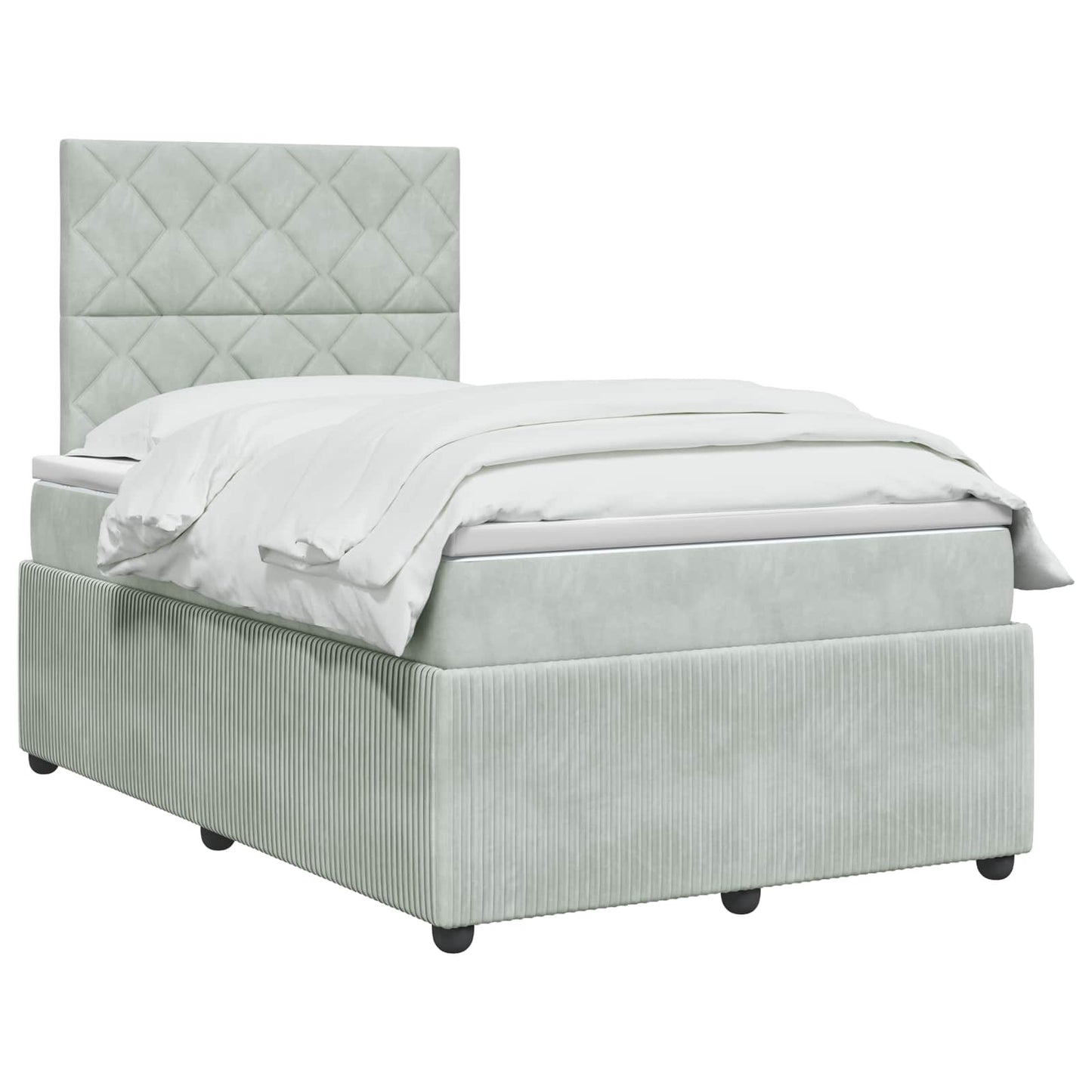 Boxspringbett mit Matratze Hellgrau 120 x 190 cm Samt
