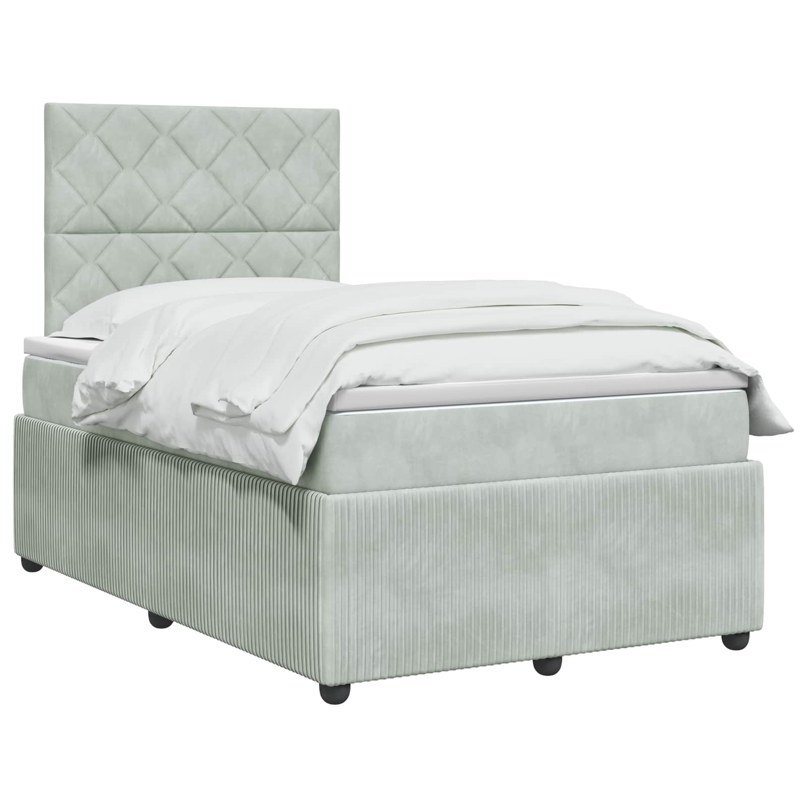 Boxspringbett mit Matratze Hellgrau 120 x 190 cm Samt