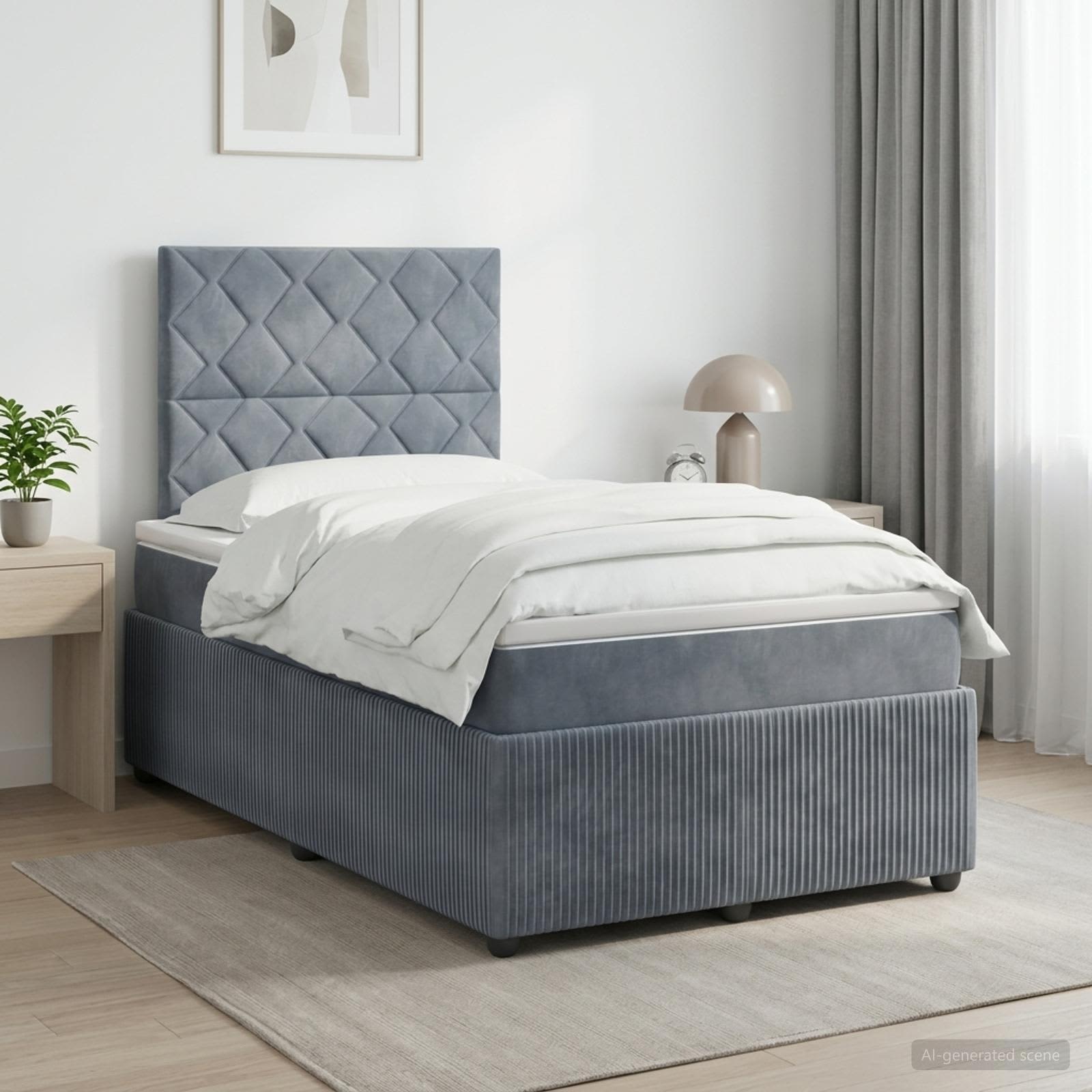 Boxspringbett mit Matratze Dunkelgrau 120 x 200 cm Samt