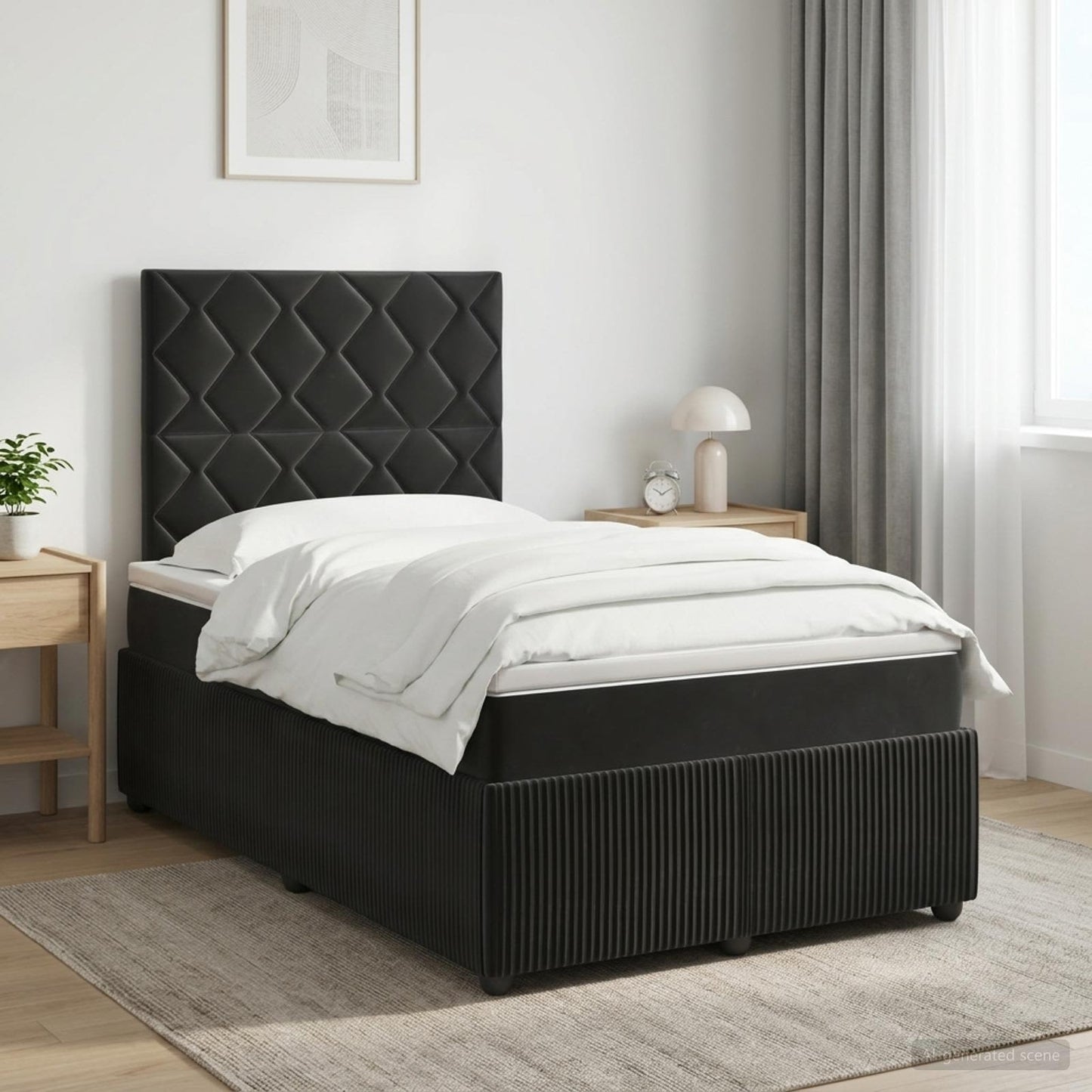 Boxspringbett mit Matratze Schwarz 120 x 190 cm Samt