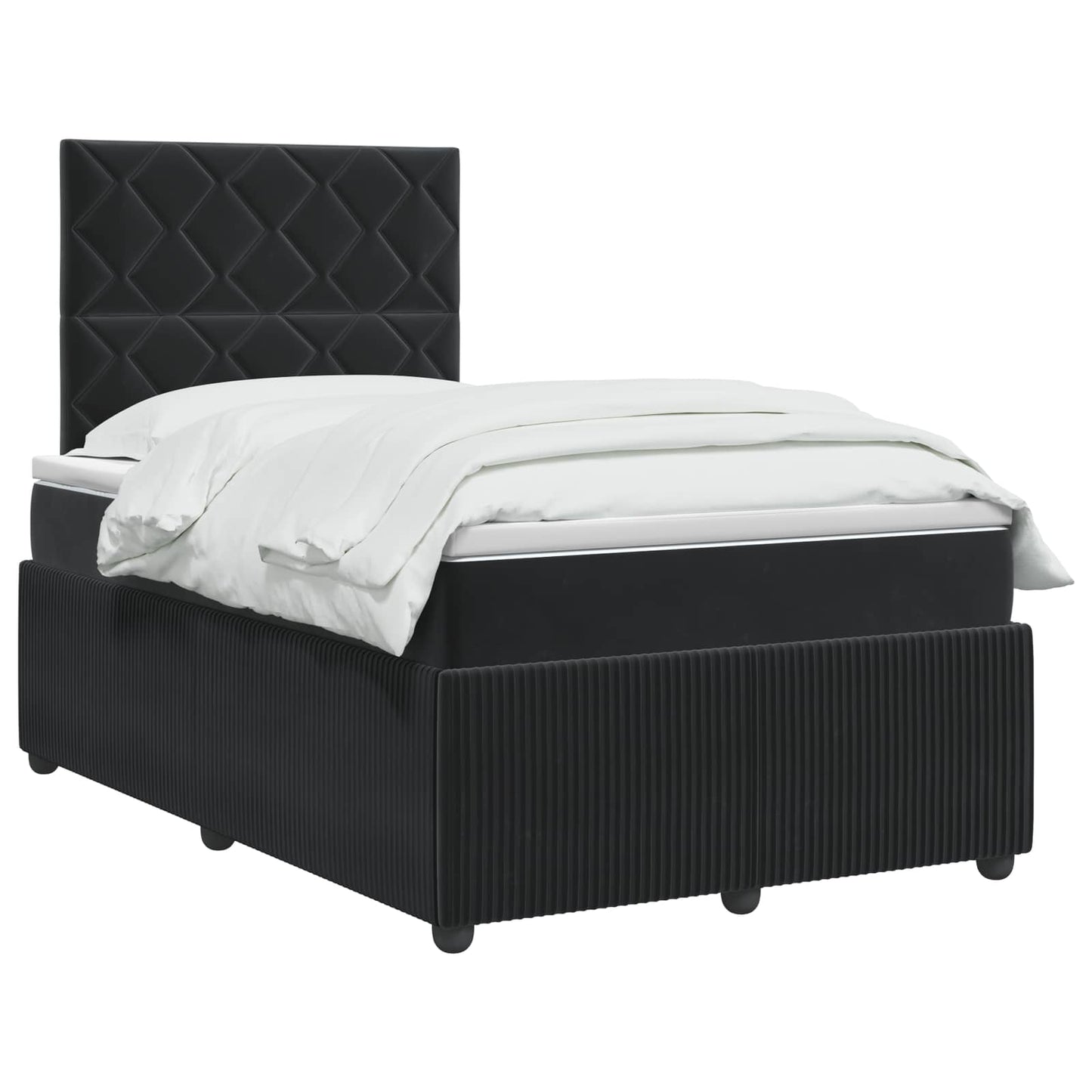 Boxspringbett mit Matratze Schwarz 120 x 190 cm Samt