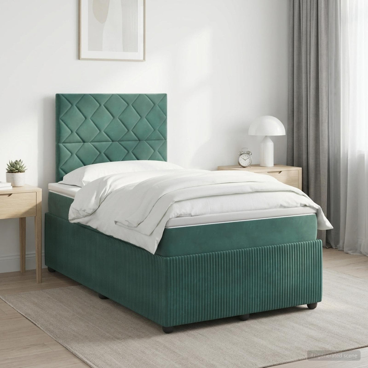 Boxspringbett mit Matratze Dunkelgrün 120 x 190 cm Samt