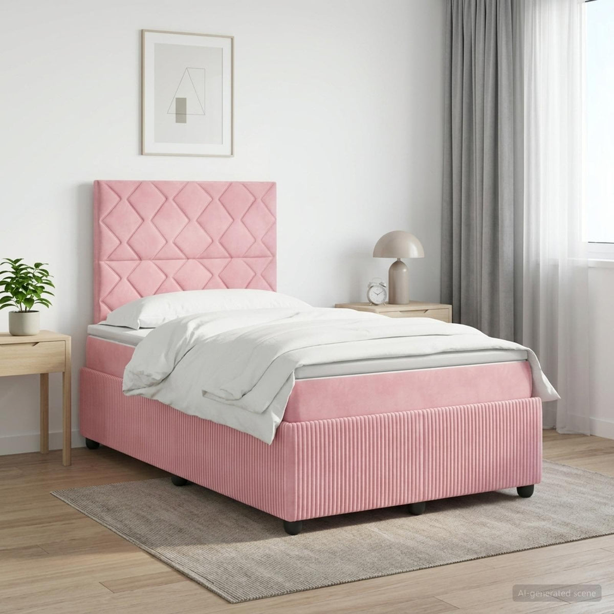 Boxspringbett mit Matratze Rosa 120 x 190 cm Samt