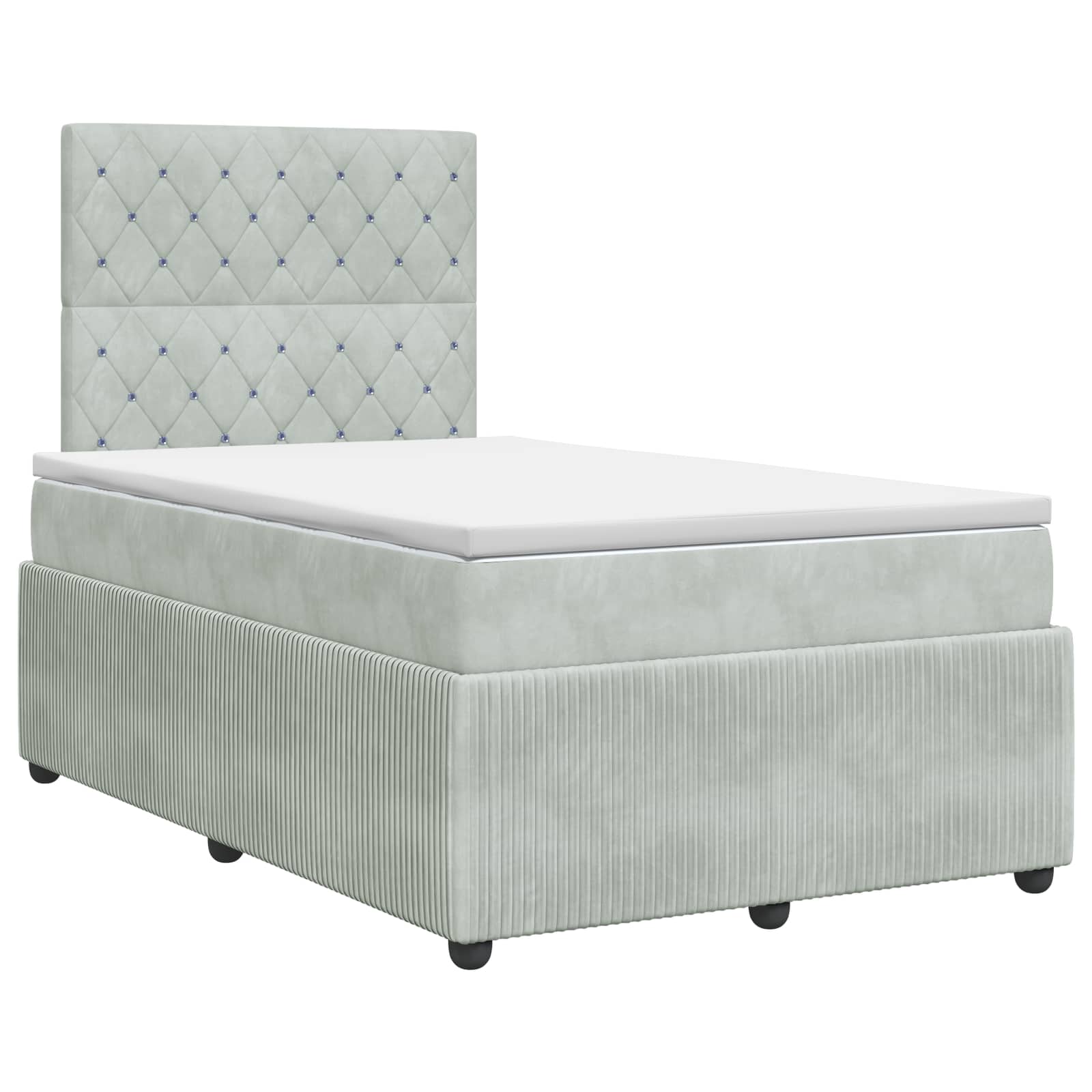 Boxspringbett mit Matratze Hellgrau 120 x 200 cm Samt