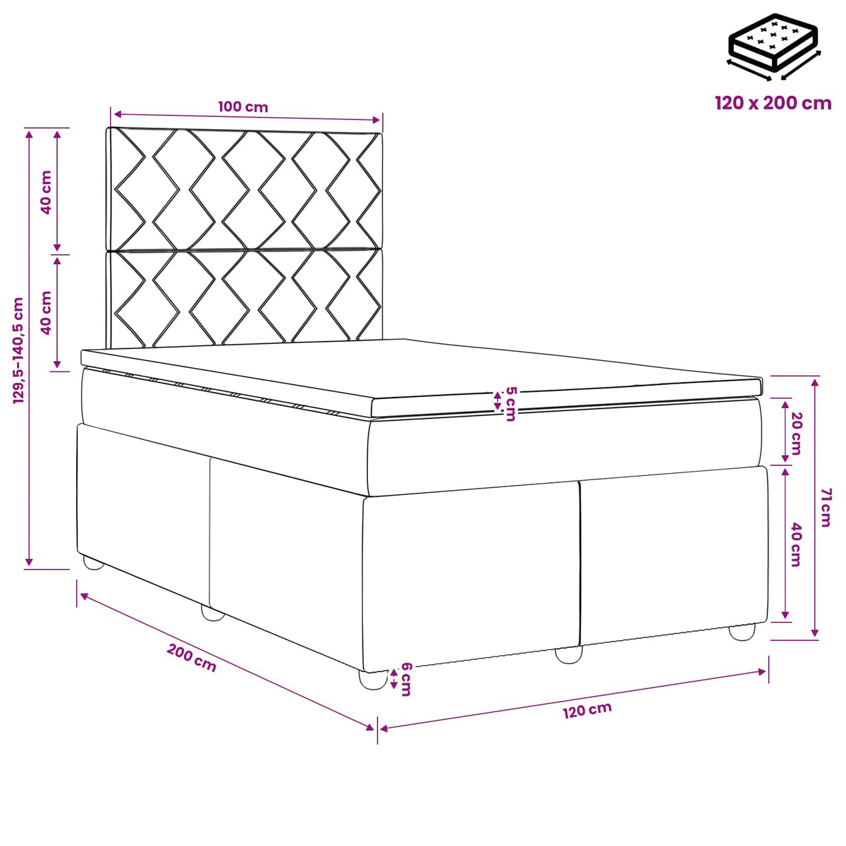 Boxspringbett mit Matratze Dunkelgrün 120 x 200 cm Samt