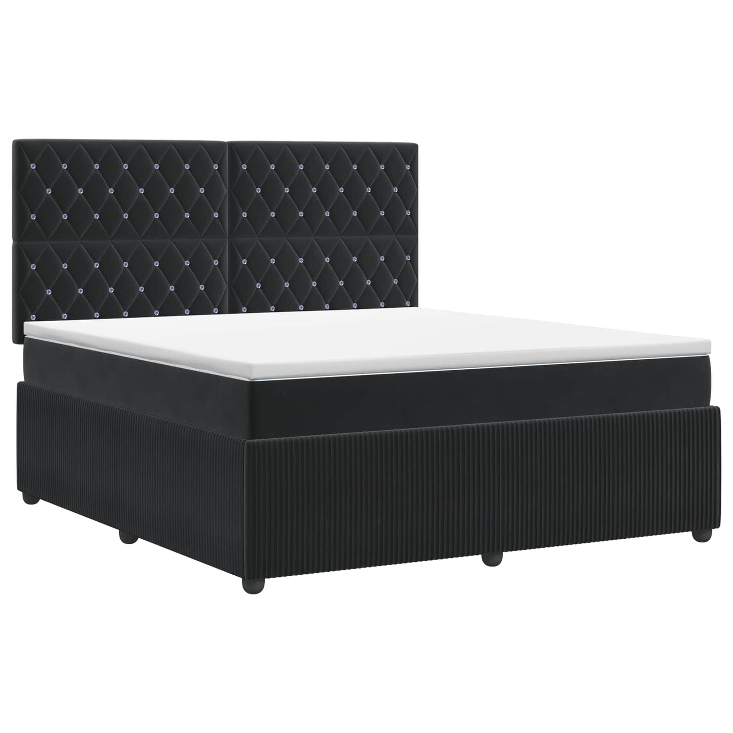 Boxspringbett mit Matratze Schwarz 140 x 190 cm Samt