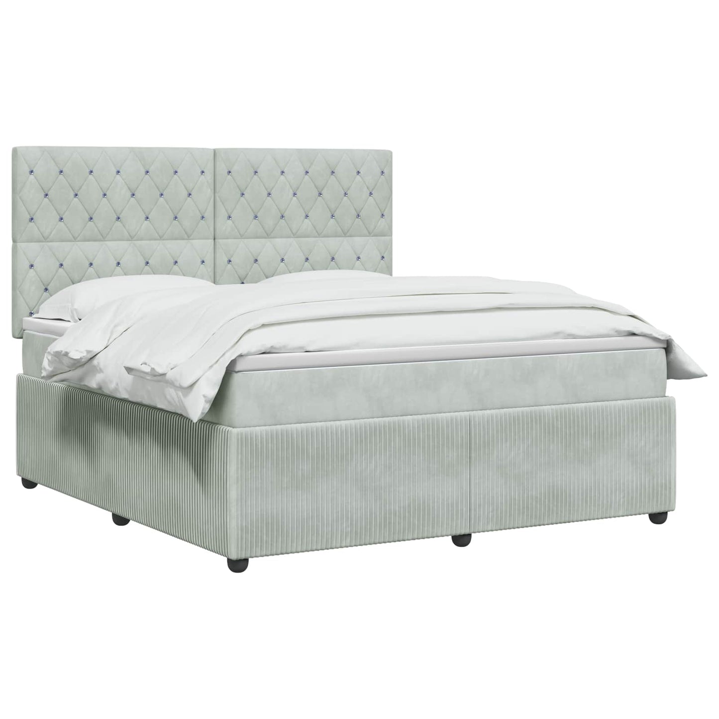 Boxspringbett mit Matratze Hellgrau 140 x 200 cm Samt