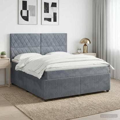 Boxspringbett mit Matratze Dunkelgrau 140 x 190 cm Samt