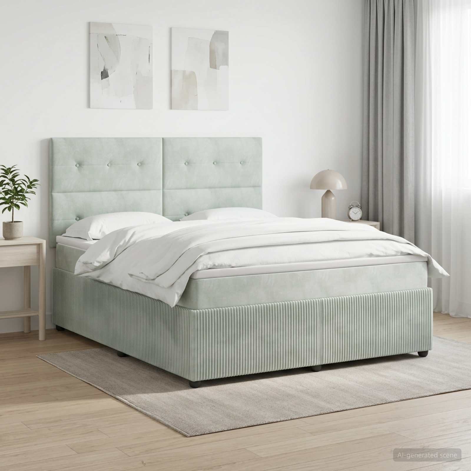 Boxspringbett mit Matratze Hellgrau 180 x 200 cm Samt