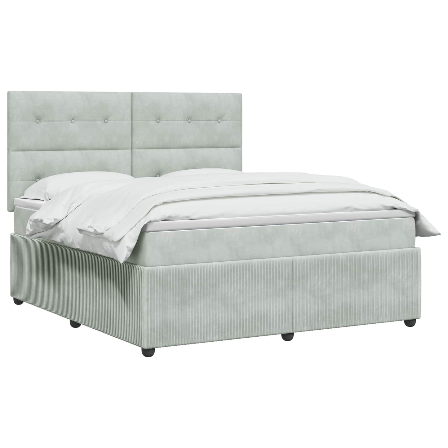 Boxspringbett mit Matratze Hellgrau 180 x 200 cm Samt