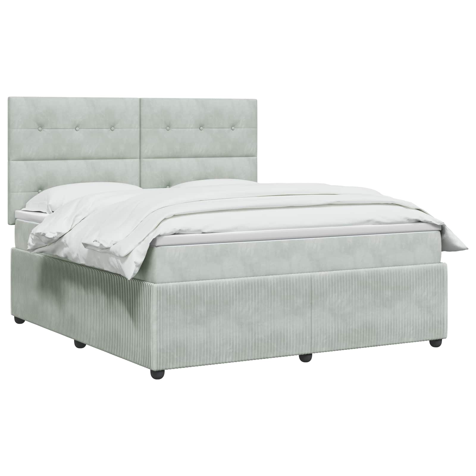 Boxspringbett mit Matratze Hellgrau 180 x 200 cm Samt