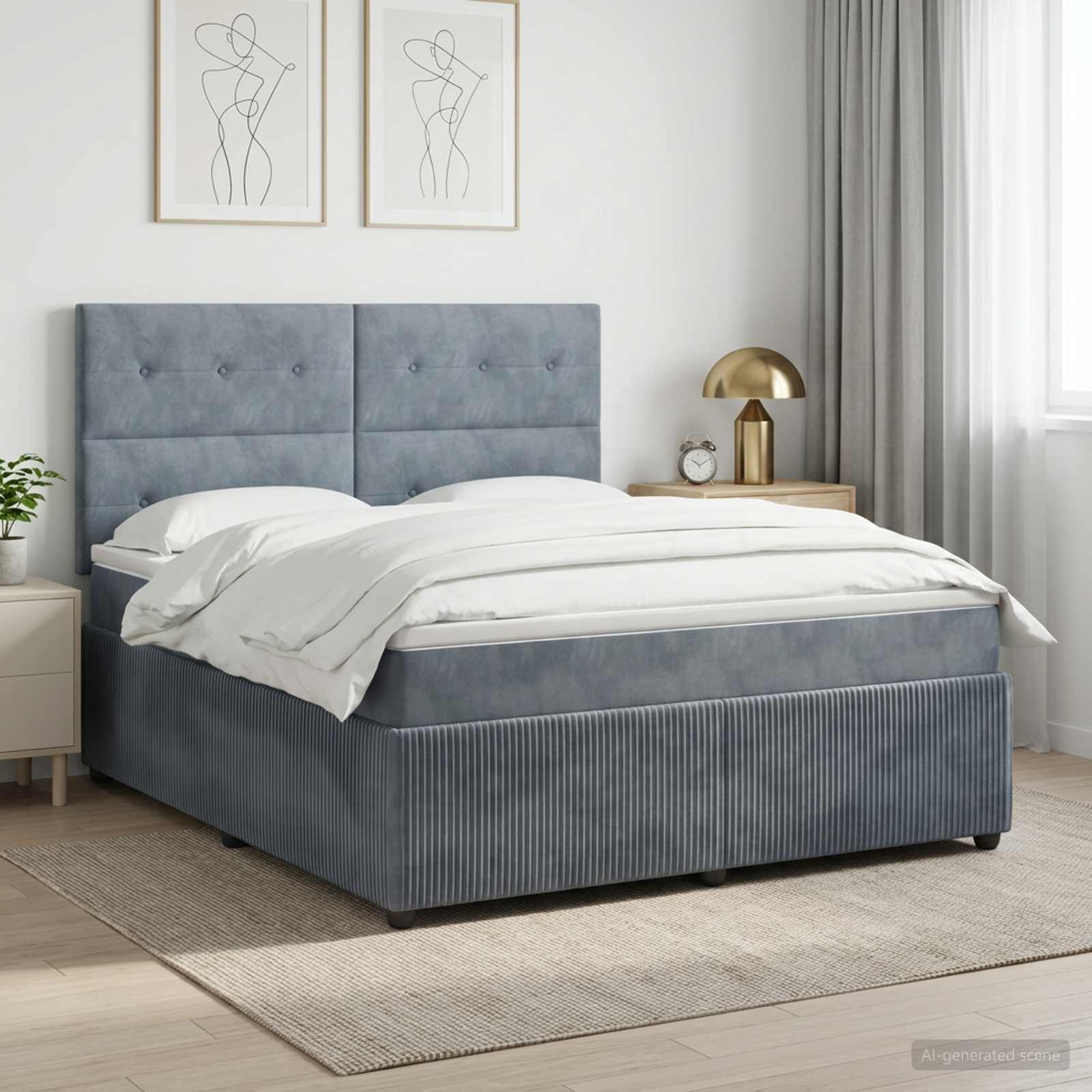 Boxspringbett mit Matratze Dunkelgrau 180 x 200 cm Samt