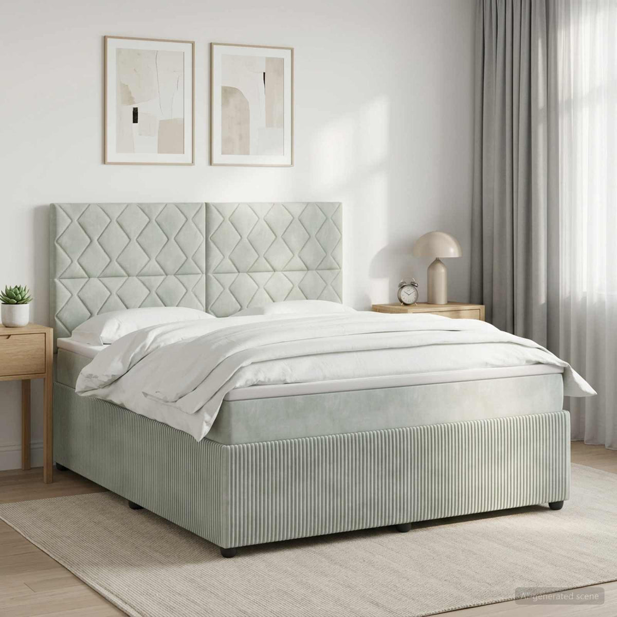 Boxspringbett mit Matratze Hellgrau 180 x 200 cm Samt