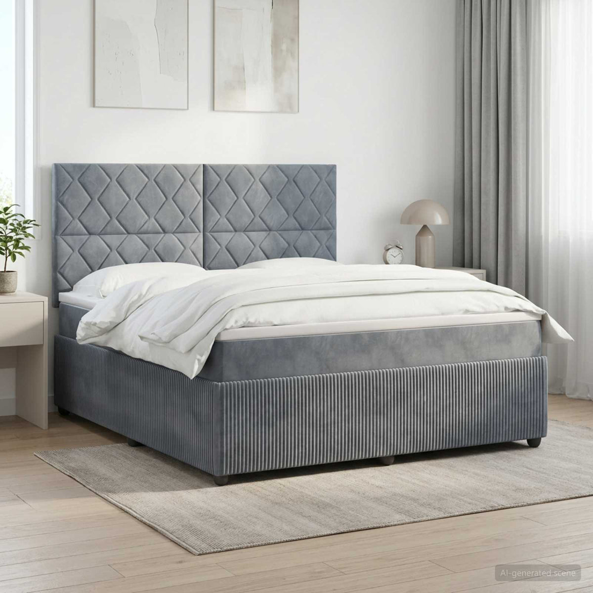 Boxspringbett mit Matratze Dunkelgrau 140 x 190 cm Samt