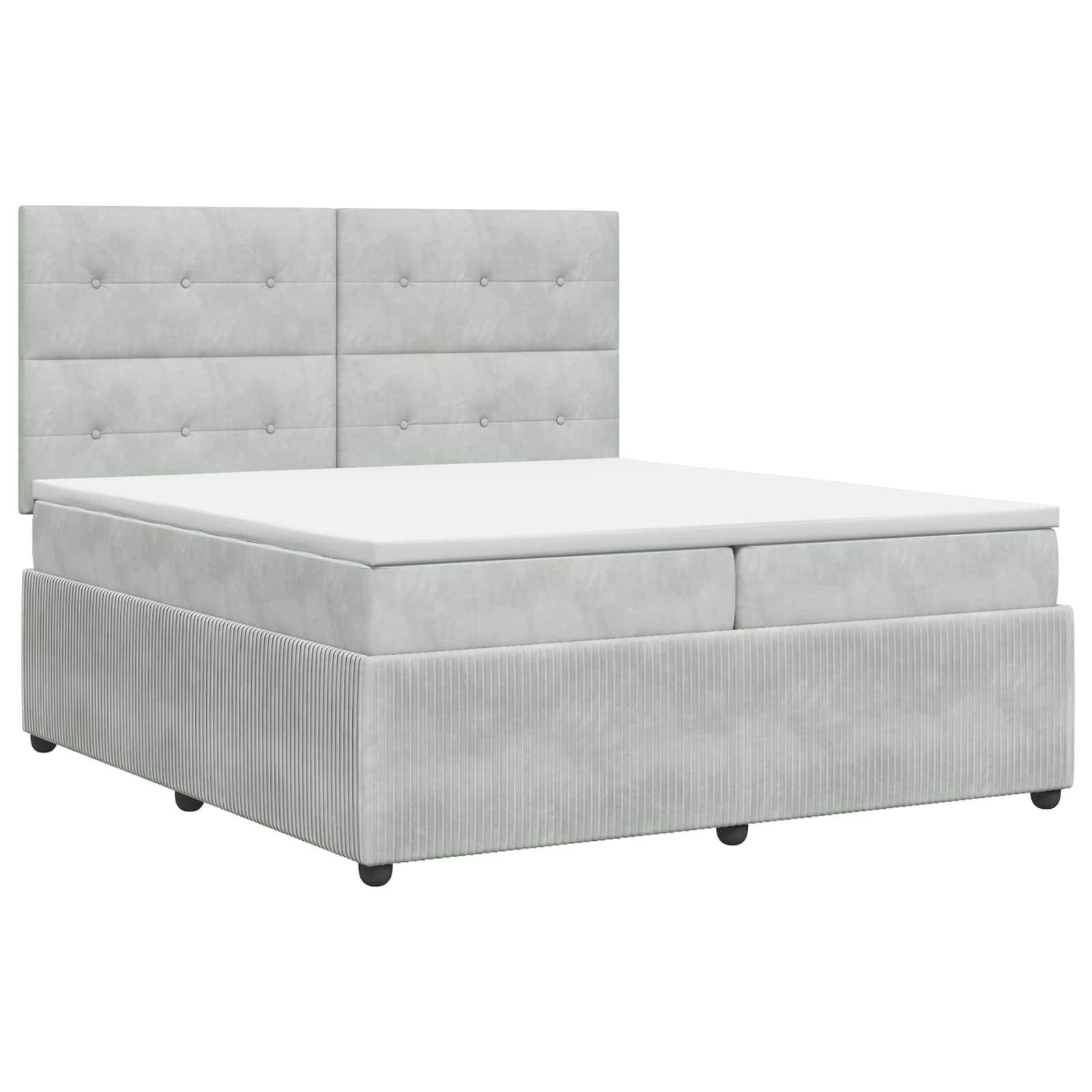 Boxspringbett mit Matratze Hellgrau 200 x 200 cm Samt