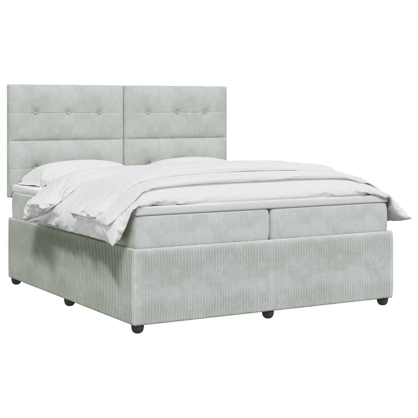 Boxspringbett mit Matratze Hellgrau 200 x 200 cm Samt