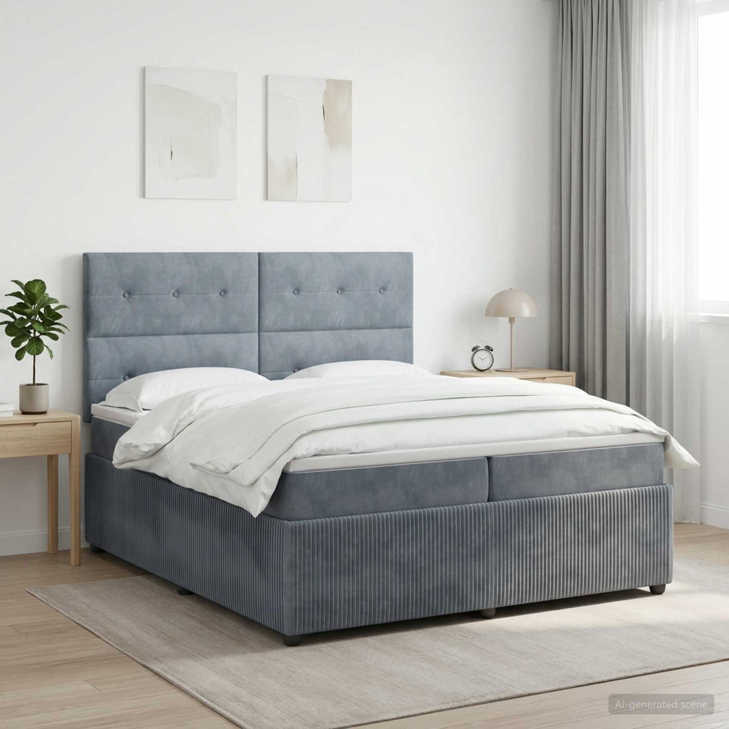 Boxspringbett mit Matratze Dunkelgrau 200 x 200 cm Samt