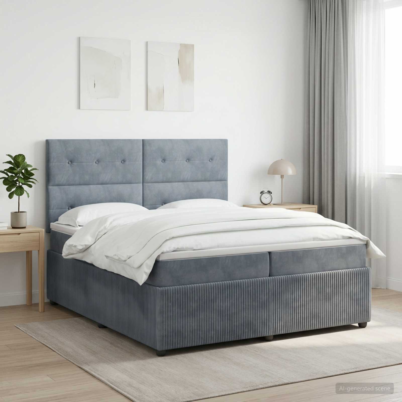 Boxspringbett mit Matratze Dunkelgrau 200 x 200 cm Samt