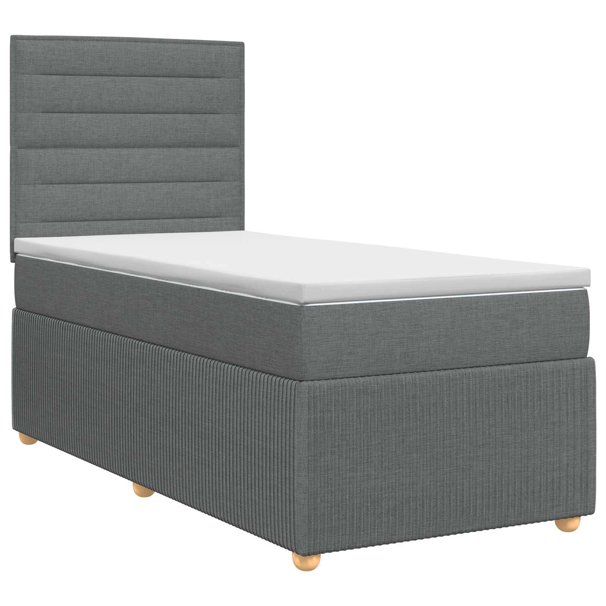 Boxspringbett mit Matratze Dunkelgrau Einzeln Stoff
