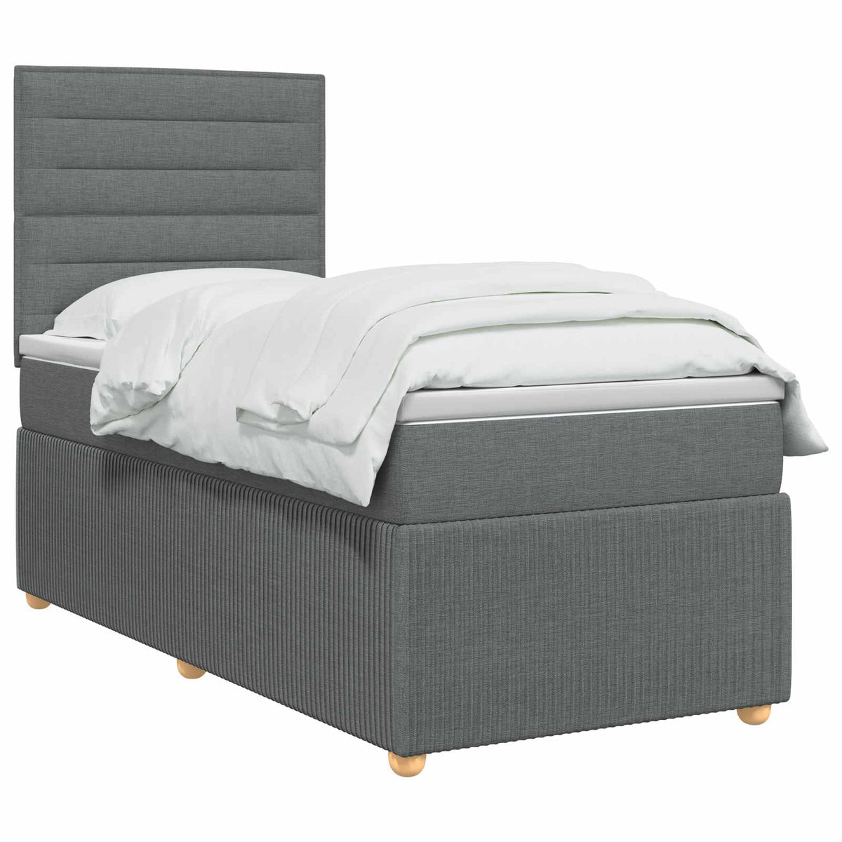 Boxspringbett mit Matratze Dunkelgrau Einzeln Stoff