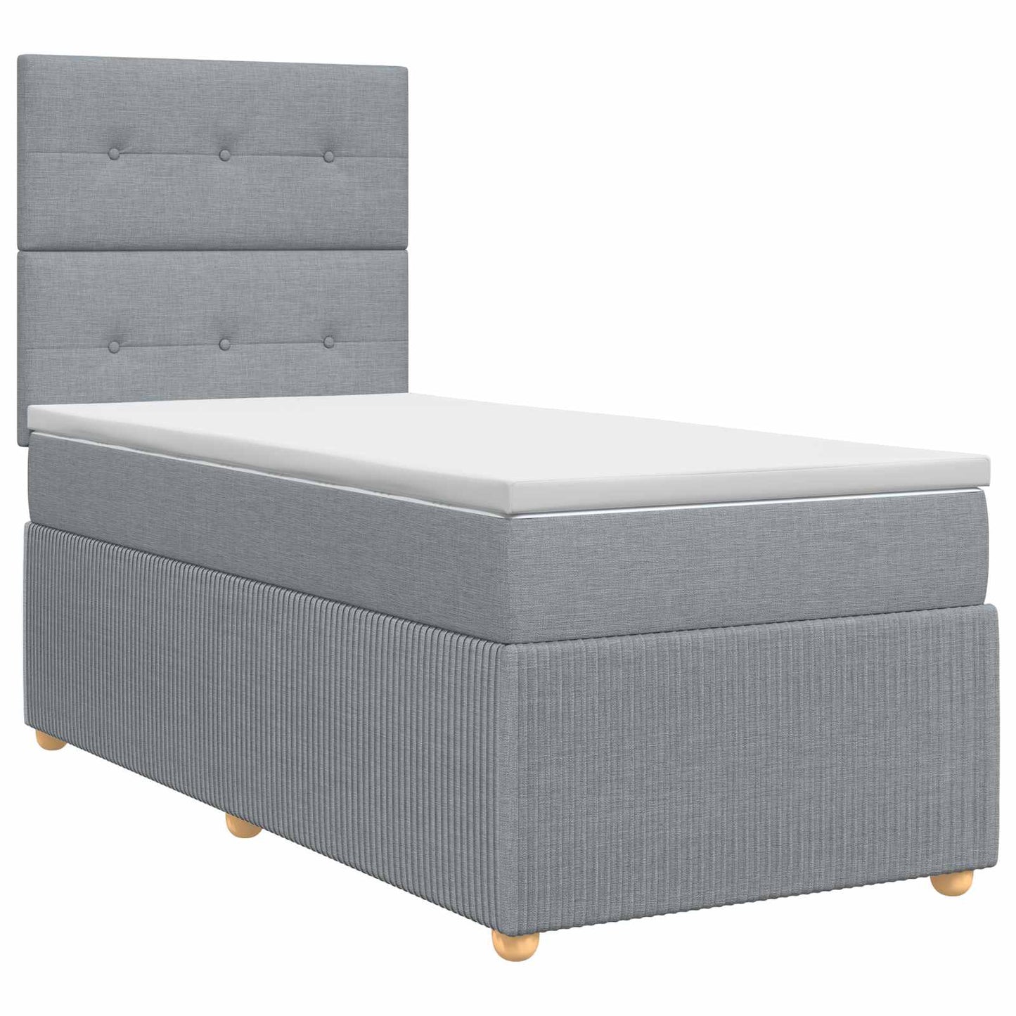 Boxspringbett mit Matratze mit Kopfteil Hellgrau Einzeln Stoff