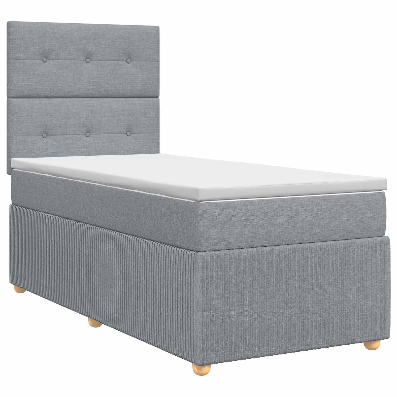 Boxspringbett mit Matratze mit Kopfteil Hellgrau Einzeln Stoff